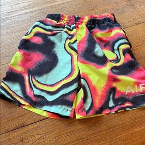 Nike Kids Swirl Print Athletic Shorts - Black, Neon Yellow, Neon Pink, Aqua